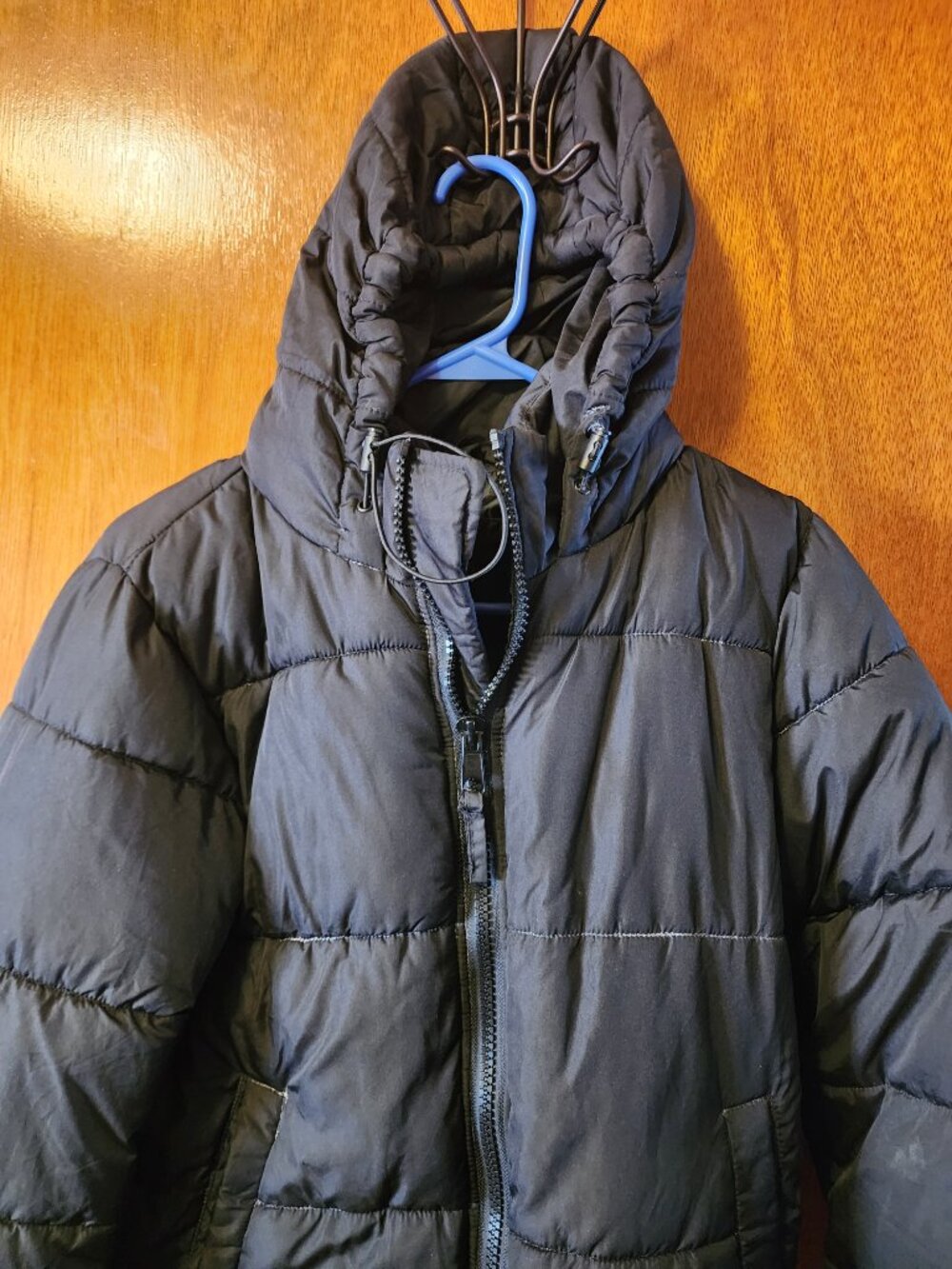 Women's XS Aeropostale Black Hooded Recycled Down Fill Full Zip Puffer Coat